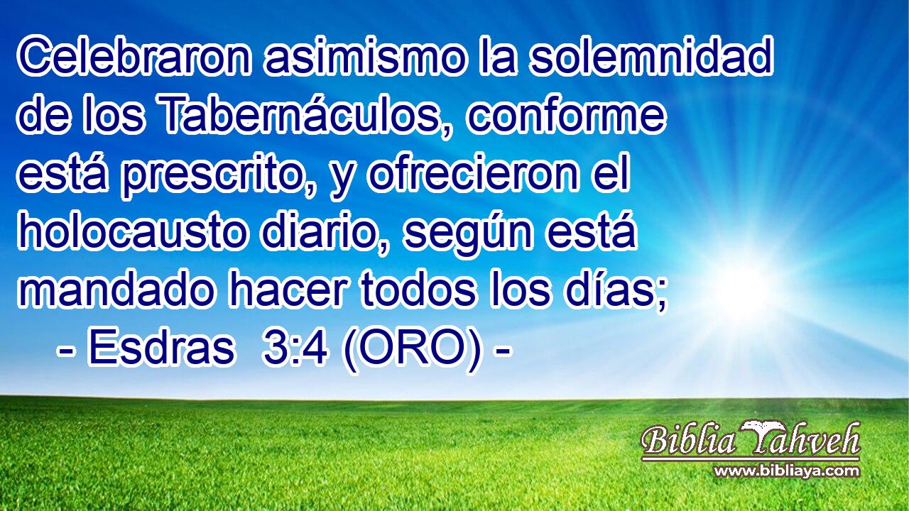  Celebraron asimismo la solemnidad de los Tabernáculos, conforme está prescrito, y ofrecieron el holocausto diario, según está mandado hacer todos los días; 