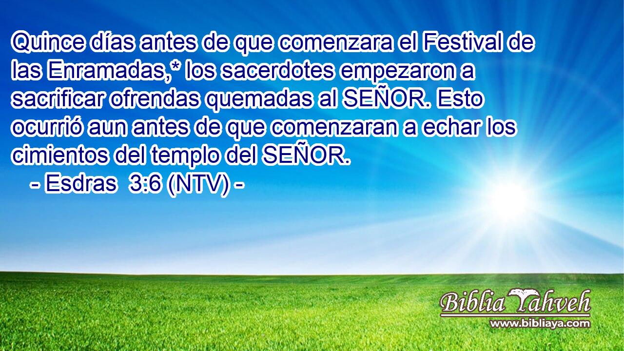 Quince días antes de que comenzara el Festival de las Enramadas,* los sacerdotes empezaron a sacrificar ofrendas quemadas al SEÑOR. Esto ocurrió aun antes de que comenzaran a echar los cimientos del templo del SEÑOR.