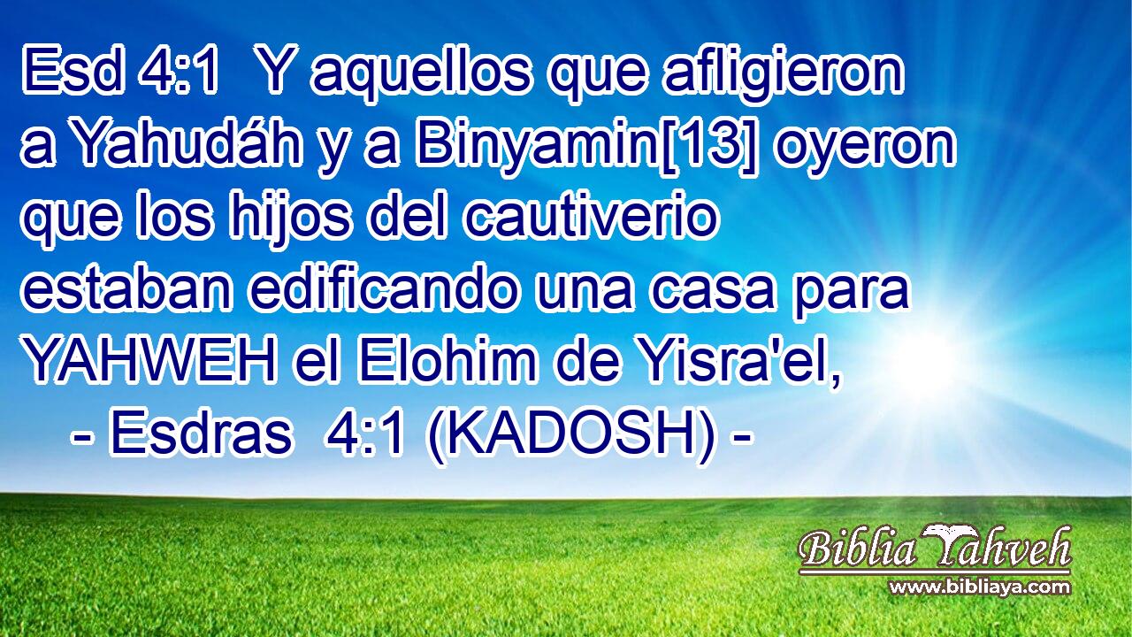  Y aquellos que afligieron a Yahudáh y a Binyamin[13] oyeron que los hijos del cautiverio estaban edificando una casa para YAHWEH el Elohim de Yisra'el, 