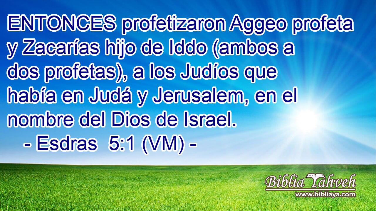  ENTONCES profetizaron Aggeo profeta y Zacarías hijo de Iddo (ambos a dos profetas), a los Judíos que había en Judá y Jerusalem, en el nombre del Dios de Israel. 