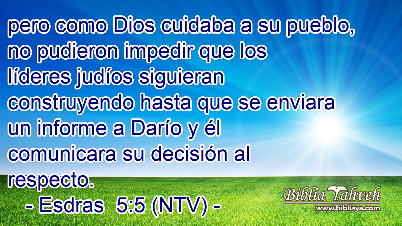 pero como Dios cuidaba a su pueblo, no pudieron impedir que los líderes judíos siguieran construyendo hasta que se enviara un informe a Darío y él comunicara su decisión al respecto.