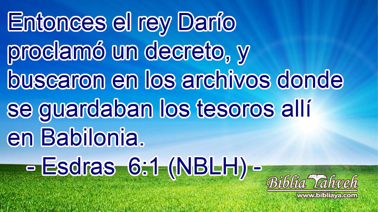  Entonces el rey Darío proclamó un decreto, y buscaron en los archivos donde se guardaban los tesoros allí en Babilonia. 