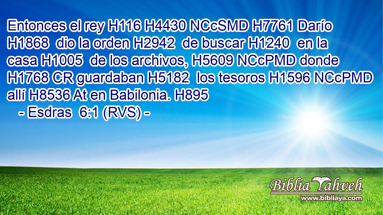 Entonces el rey H116 H4430 NCcSMD H7761 Darío H1868  dio la orden H2942  de buscar H1240  en la casa H1005  de los archivos, H5609 NCcPMD donde H1768 CR guardaban H5182  los tesoros H1596 NCcPMD allí H8536 At en Babilonia. H895  