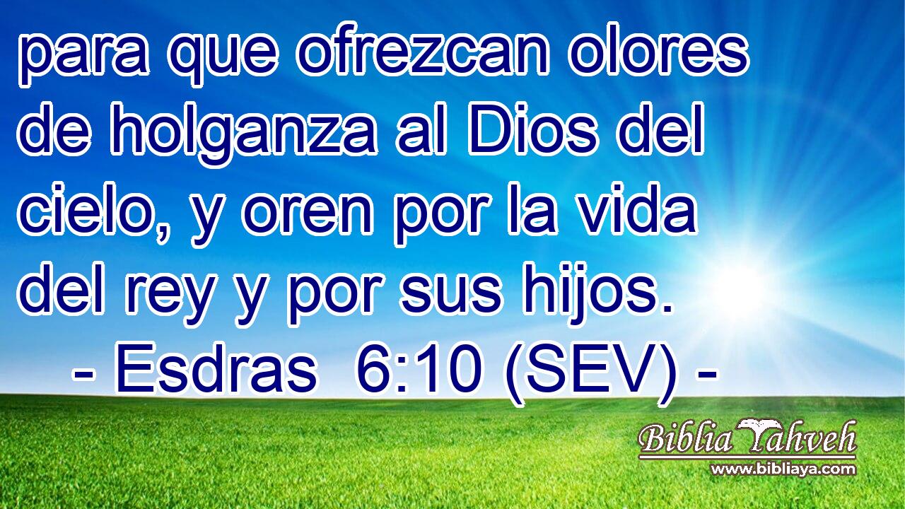 para que ofrezcan olores de holganza al Dios del cielo, y oren por la vida del rey y por sus hijos.