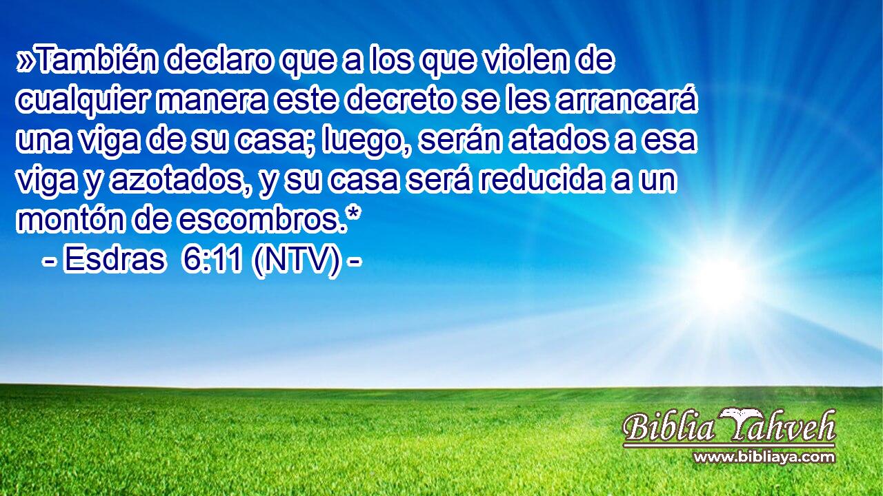 »También declaro que a los que violen de cualquier manera este decreto se les arrancará una viga de su casa; luego, serán atados a esa viga y azotados, y su casa será reducida a un montón de escombros.*