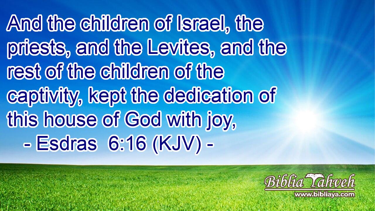 And the children of Israel, the priests, and the Levites, and the rest of the children of the captivity, kept the dedication of this house of God with joy,