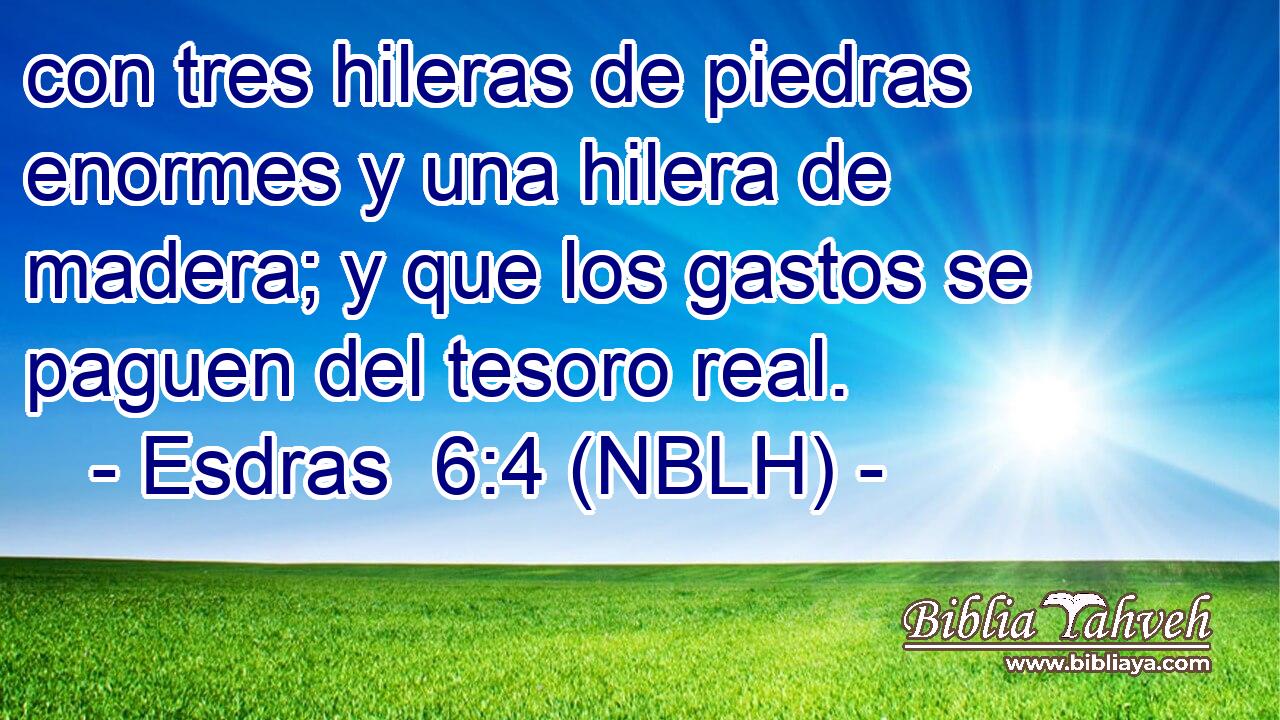  con tres hileras de piedras enormes y una hilera de madera; y que los gastos se paguen del tesoro real. 