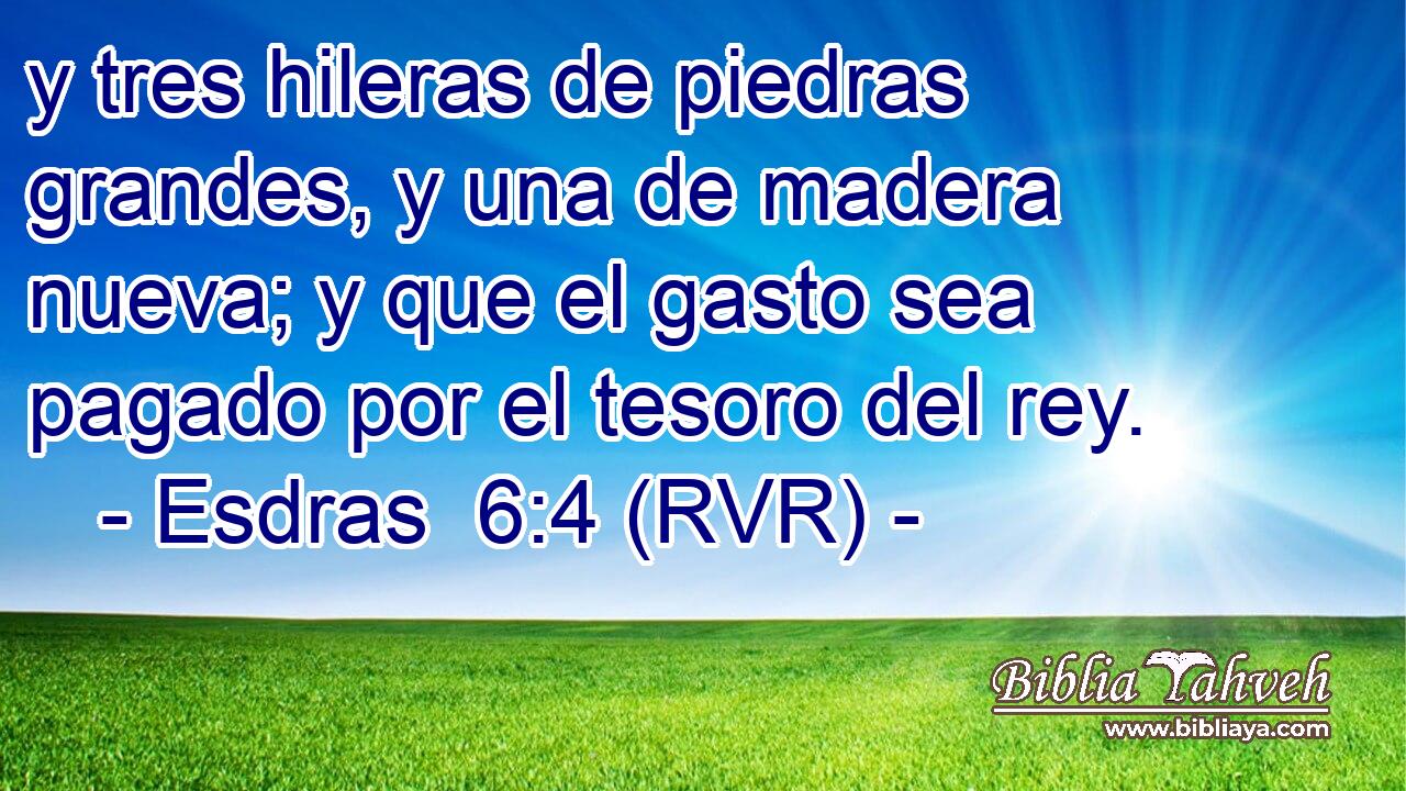 y tres hileras de piedras grandes, y una de madera nueva; y que el gasto sea pagado por el tesoro del rey.