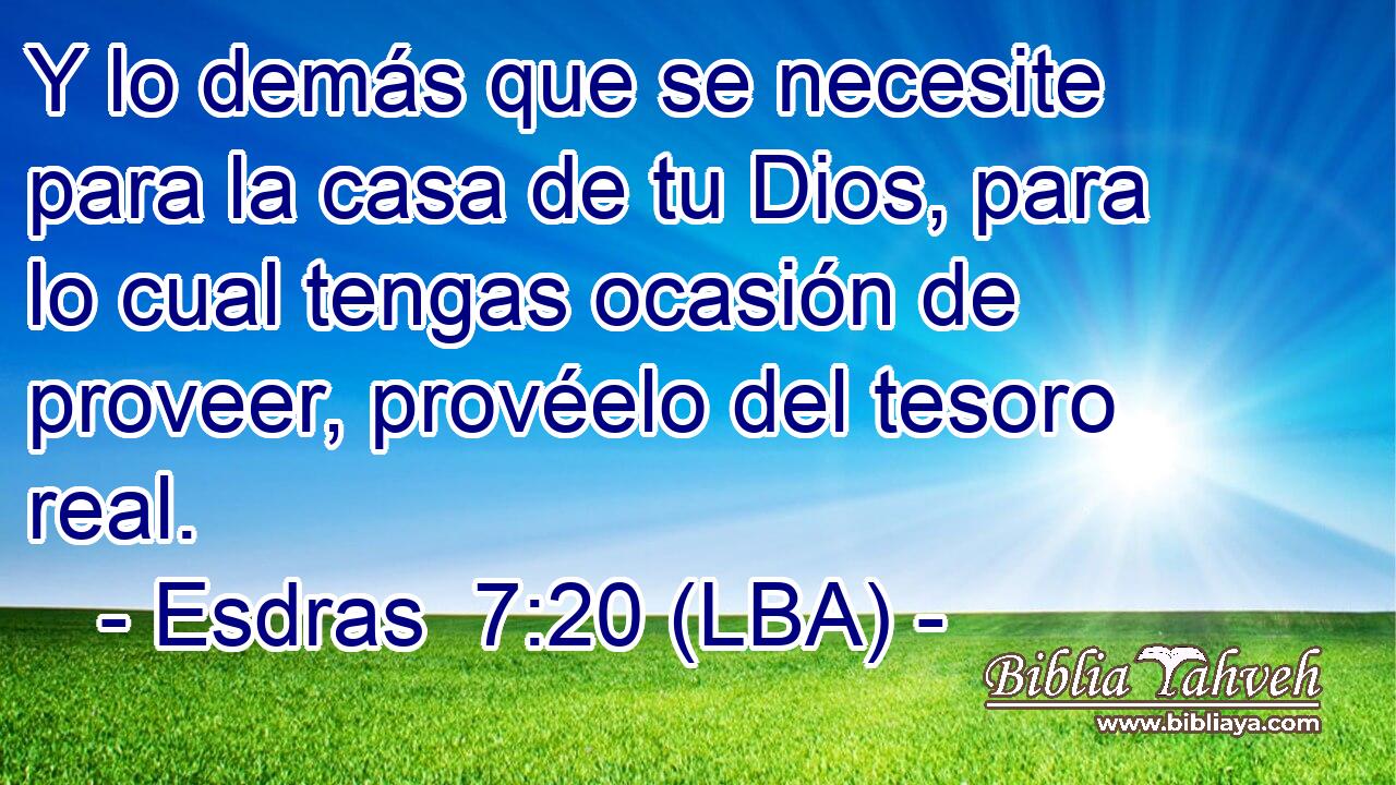 Y lo demás que se necesite para la casa de tu Dios, para lo cual tengas ocasión de proveer, provéelo del tesoro real.