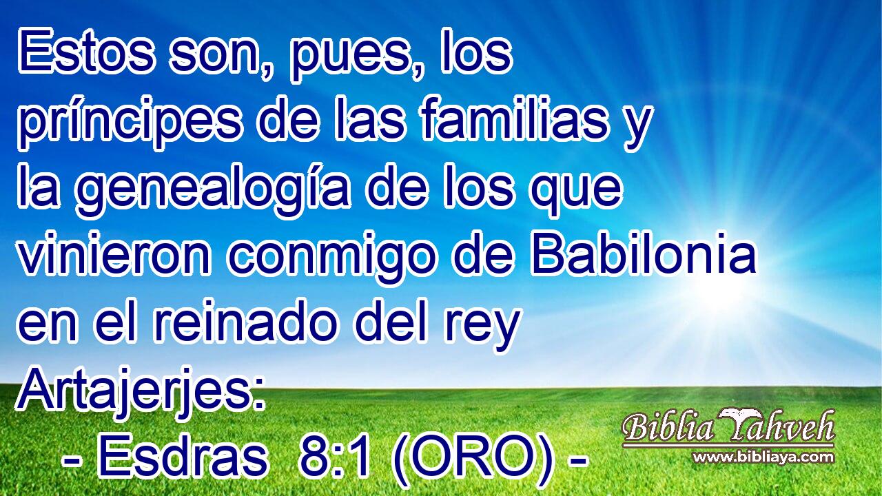  Estos son, pues, los príncipes de las familias y la genealogía de los que vinieron conmigo de Babilonia en el reinado del rey Artajerjes: 