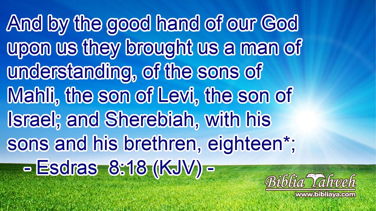 And by the good hand of our God upon us they brought us a man of understanding, of the sons of Mahli, the son of Levi, the son of Israel; and Sherebiah, with his sons and his brethren, eighteen*;