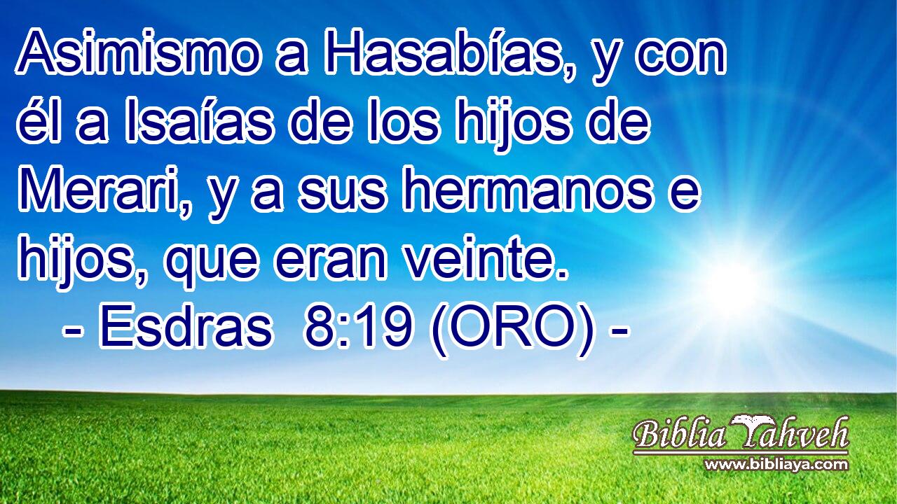  Asimismo a Hasabías, y con él a Isaías de los hijos de Merari, y a sus hermanos e hijos, que eran veinte. 