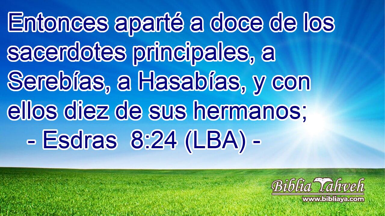 Entonces aparté a doce de los sacerdotes principales, a Serebías, a Hasabías, y con ellos diez de sus hermanos;