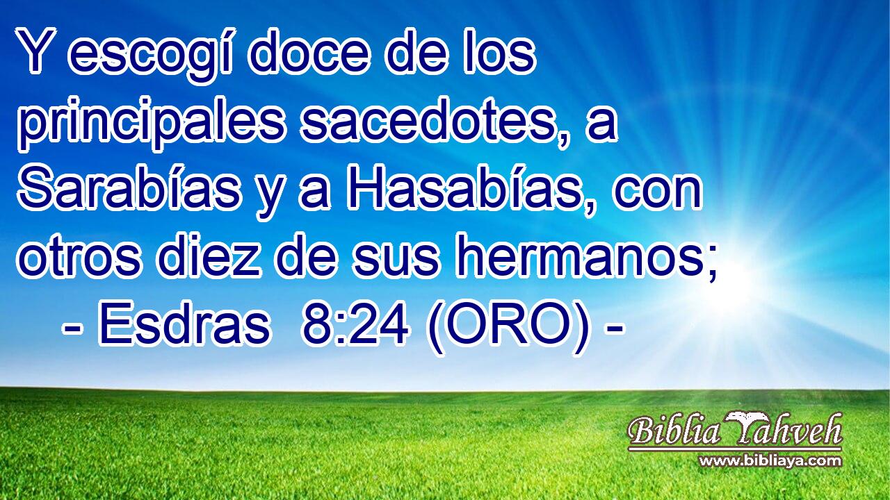  Y escogí doce de los principales sacedotes, a Sarabías y a Hasabías, con otros diez de sus hermanos; 