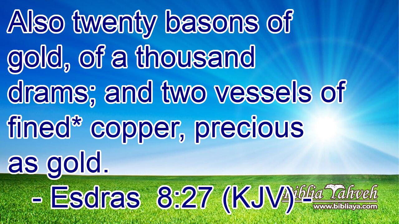 Also twenty basons of gold, of a thousand drams; and two vessels of fined* copper, precious as gold.