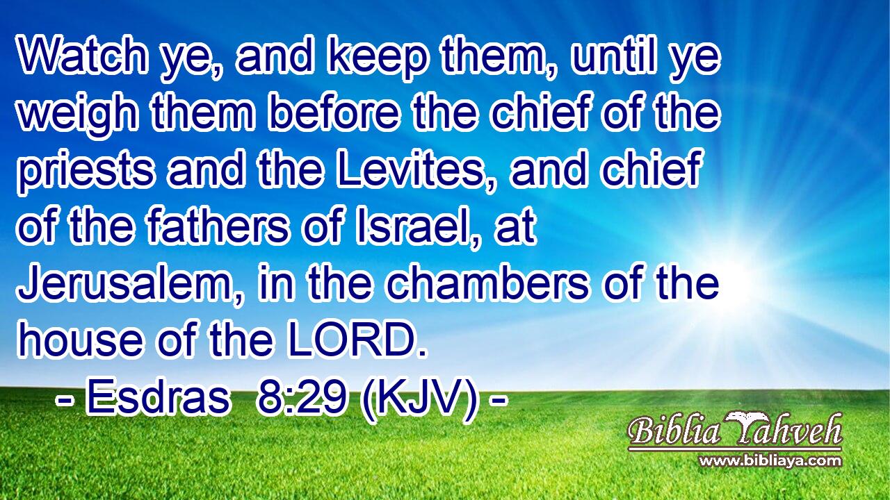 Watch ye, and keep them, until ye weigh them before the chief of the priests and the Levites, and chief of the fathers of Israel, at Jerusalem, in the chambers of the house of the LORD.