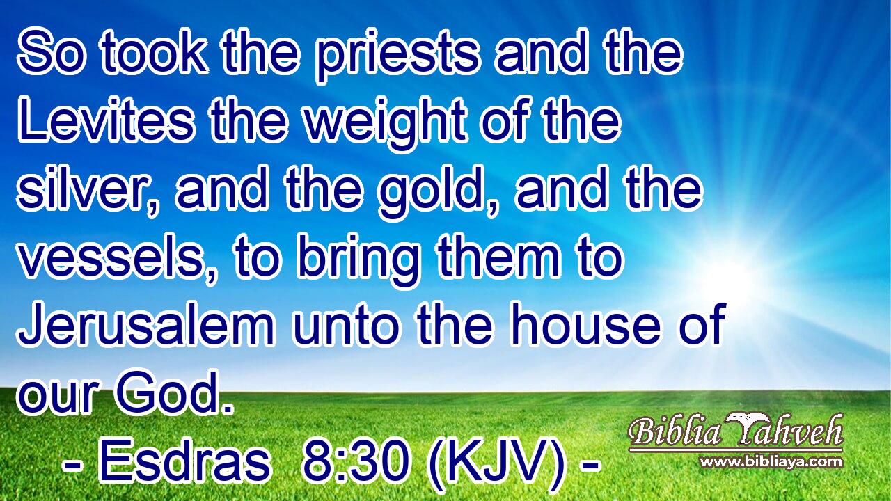 So took the priests and the Levites the weight of the silver, and the gold, and the vessels, to bring them to Jerusalem unto the house of our God.