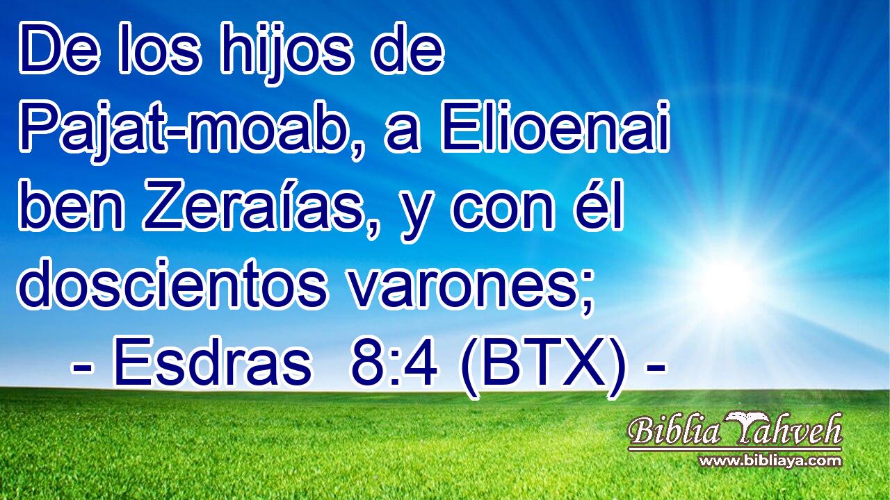De los hijos de Pajat-moab, a Elioenai ben Zeraías, y con él doscientos varones;