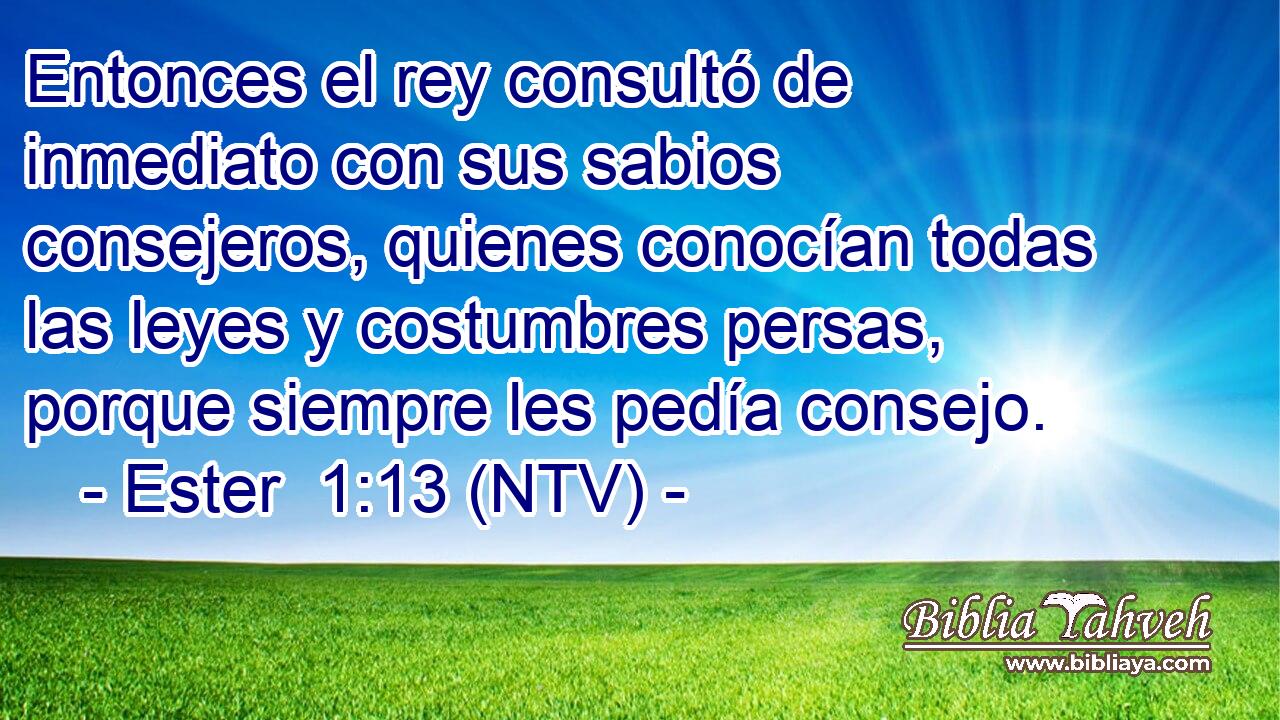 Entonces el rey consultó de inmediato con sus sabios consejeros, quienes conocían todas las leyes y costumbres persas, porque siempre les pedía consejo.