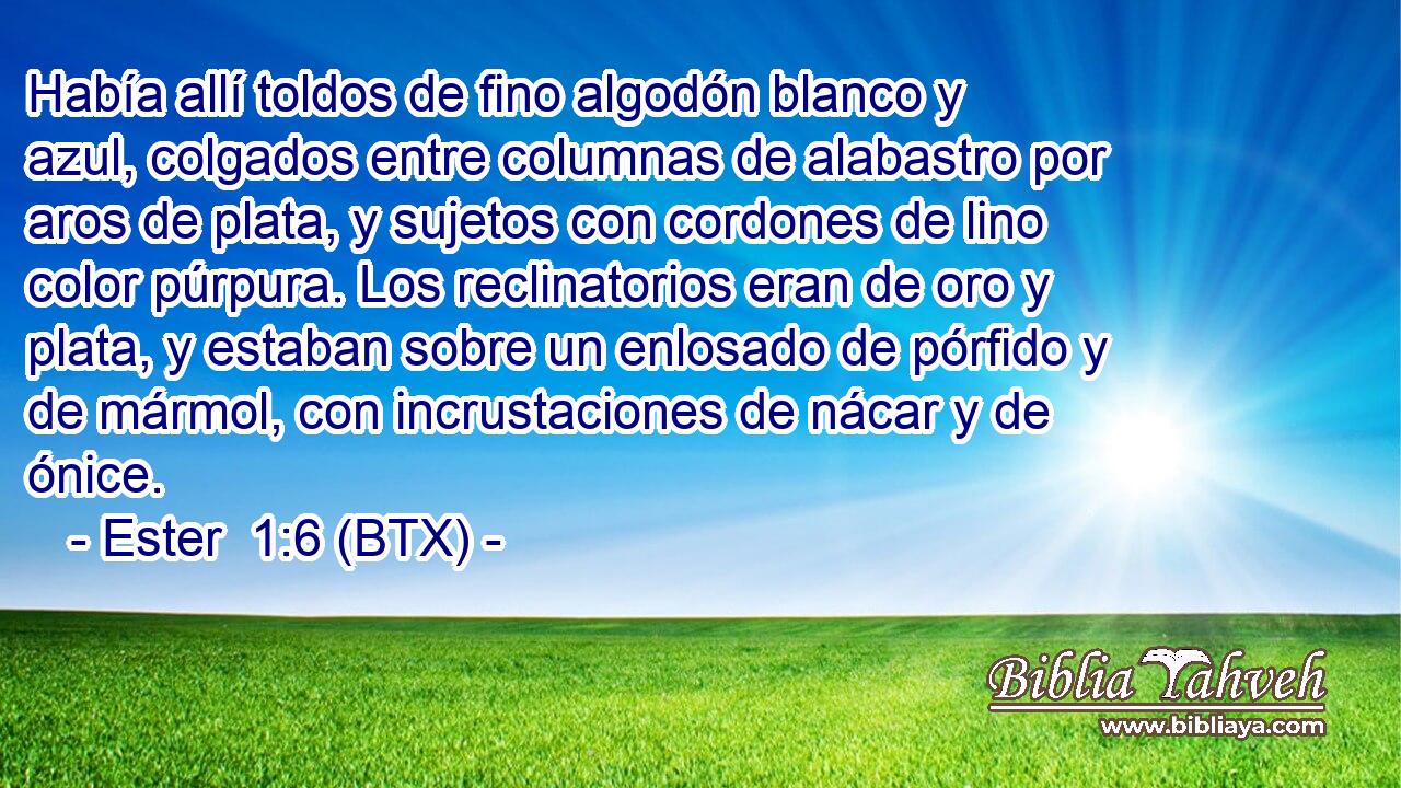 Había allí toldos de fino algodón blanco y azul, colgados entre columnas de alabastro por aros de plata, y sujetos con cordones de lino color púrpura. Los reclinatorios eran de oro y plata, y estaban sobre un enlosado de pórfido y de mármol, con incrustaciones de nácar y de ónice.