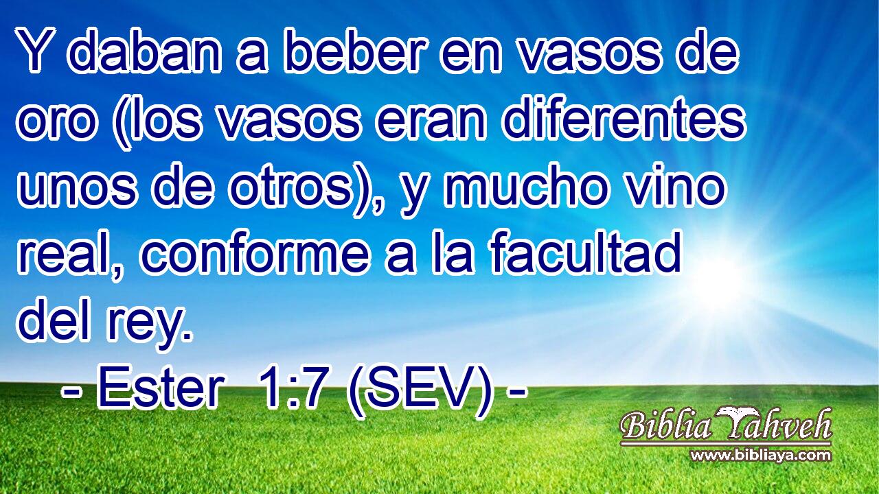 Y daban a beber en vasos de oro (los vasos eran diferentes unos de otros), y mucho vino real, conforme a la facultad del rey.