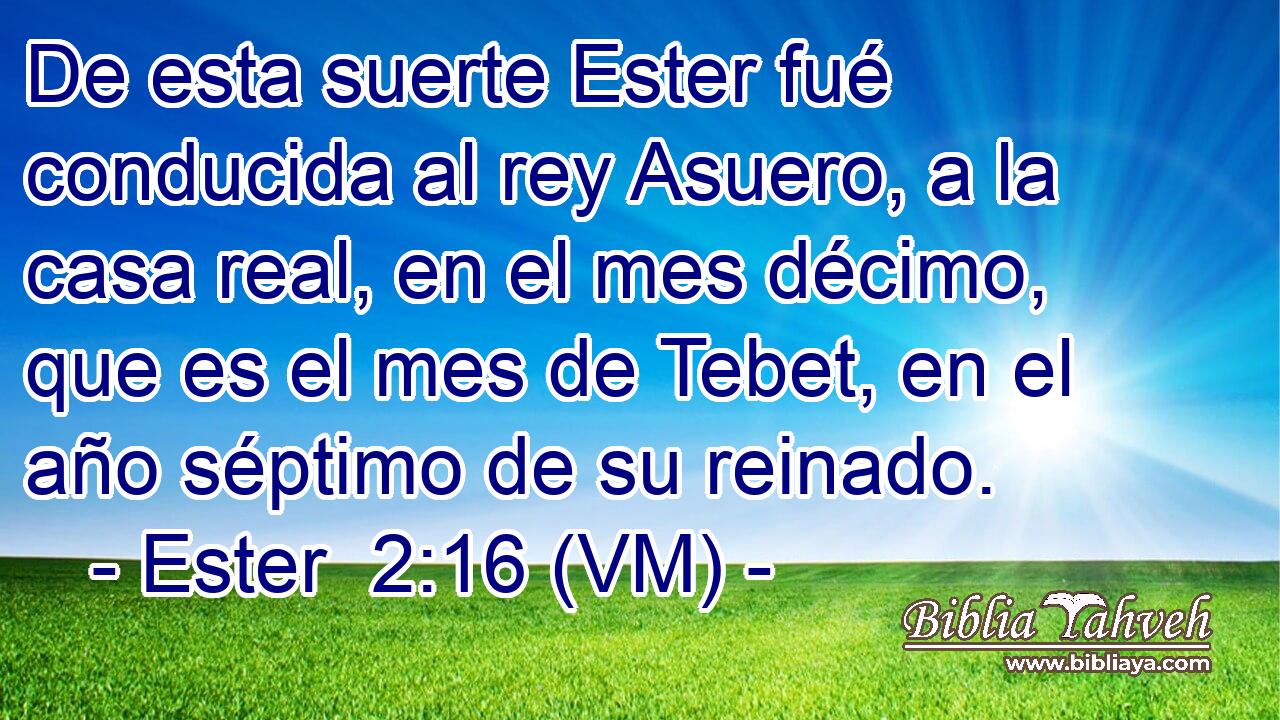  De esta suerte Ester fué conducida al rey Asuero, a la casa real, en el mes décimo, que es el mes de Tebet, en el año séptimo de su reinado. 