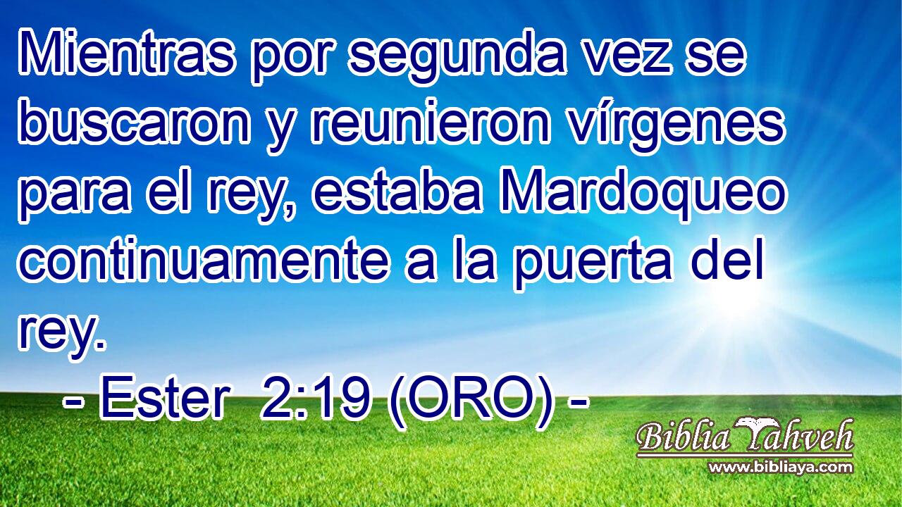  Mientras por segunda vez se buscaron y reunieron vírgenes para el rey, estaba Mardoqueo continuamente a la puerta del rey. 