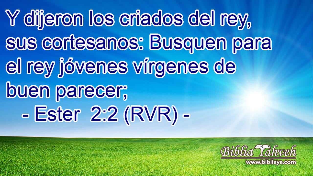 Y dijeron los criados del rey, sus cortesanos: Busquen para el rey jóvenes vírgenes de buen parecer;