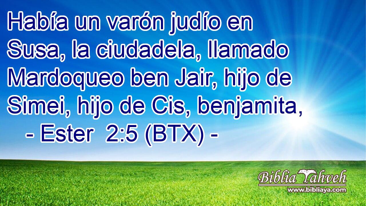 Había un varón judío en Susa, la ciudadela, llamado Mardoqueo ben Jair, hijo de Simei, hijo de Cis, benjamita,