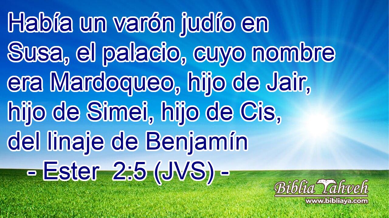 Había un varón judío en Susa, el palacio, cuyo nombre era Mardoqueo, hijo de Jair, hijo de Simei, hijo de Cis, del linaje de Benjamín