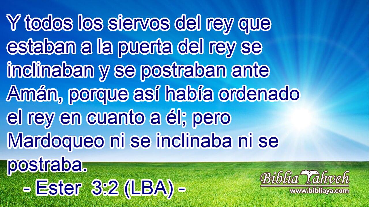Y todos los siervos del rey que estaban a la puerta del rey se inclinaban y se postraban ante Amán, porque así había ordenado el rey en cuanto a él; pero Mardoqueo ni se inclinaba ni se postraba.
