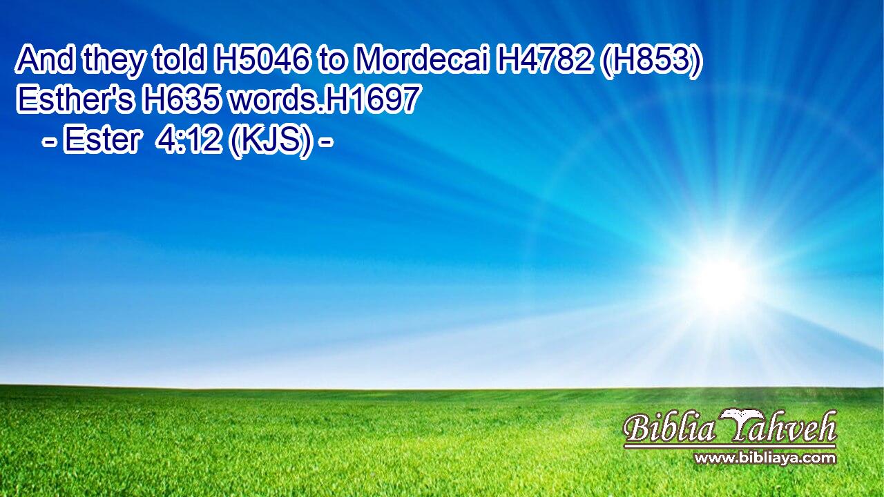 And they told H5046 to Mordecai H4782 (H853) Esther's H635 words.H1697