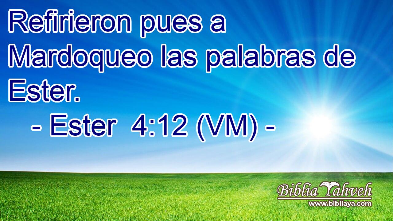  Refirieron pues a Mardoqueo las palabras de Ester. 