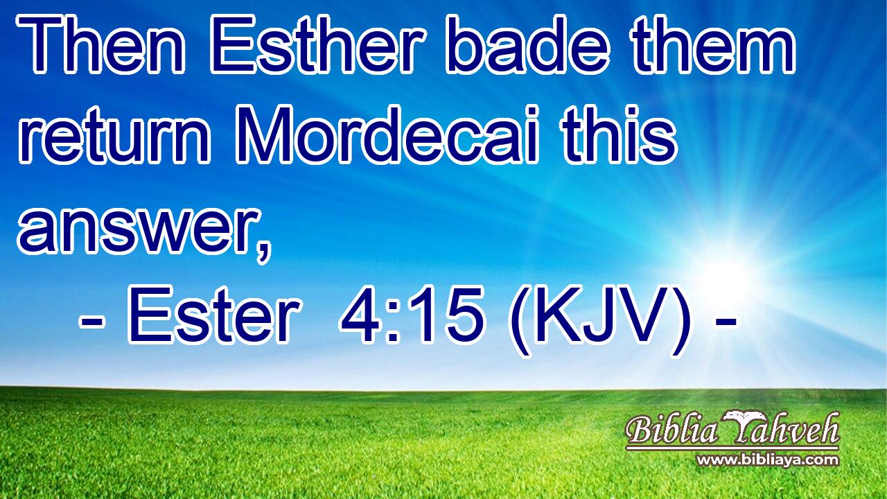 Then Esther bade them return Mordecai this answer,