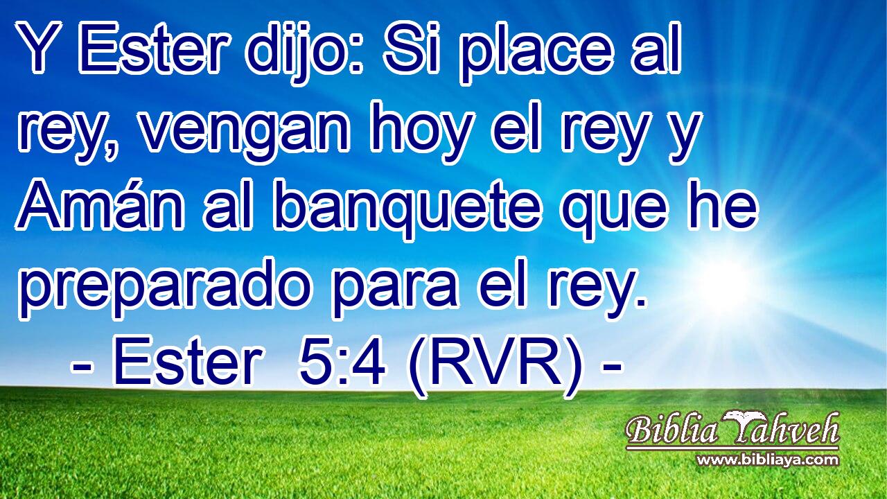 Y Ester dijo: Si place al rey, vengan hoy el rey y Amán al banquete que he preparado para el rey.
