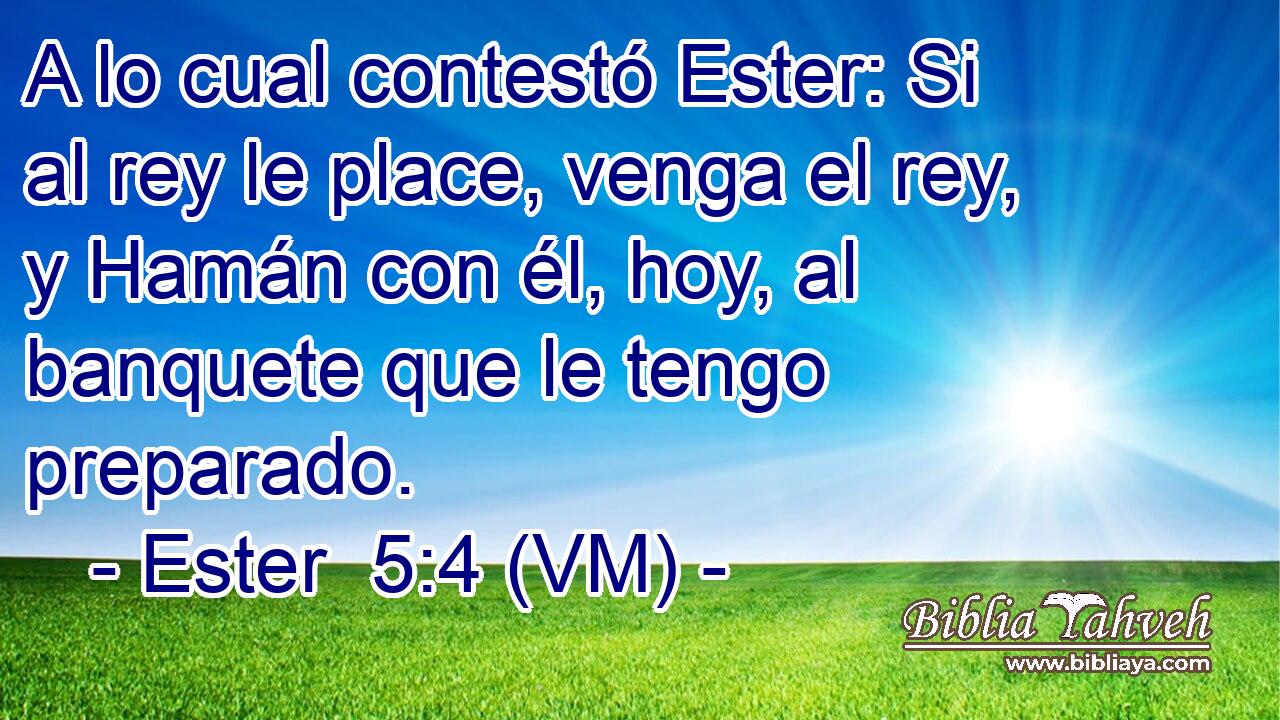  A lo cual contestó Ester: Si al rey le place, venga el rey, y Hamán con él, hoy, al banquete que le tengo preparado. 