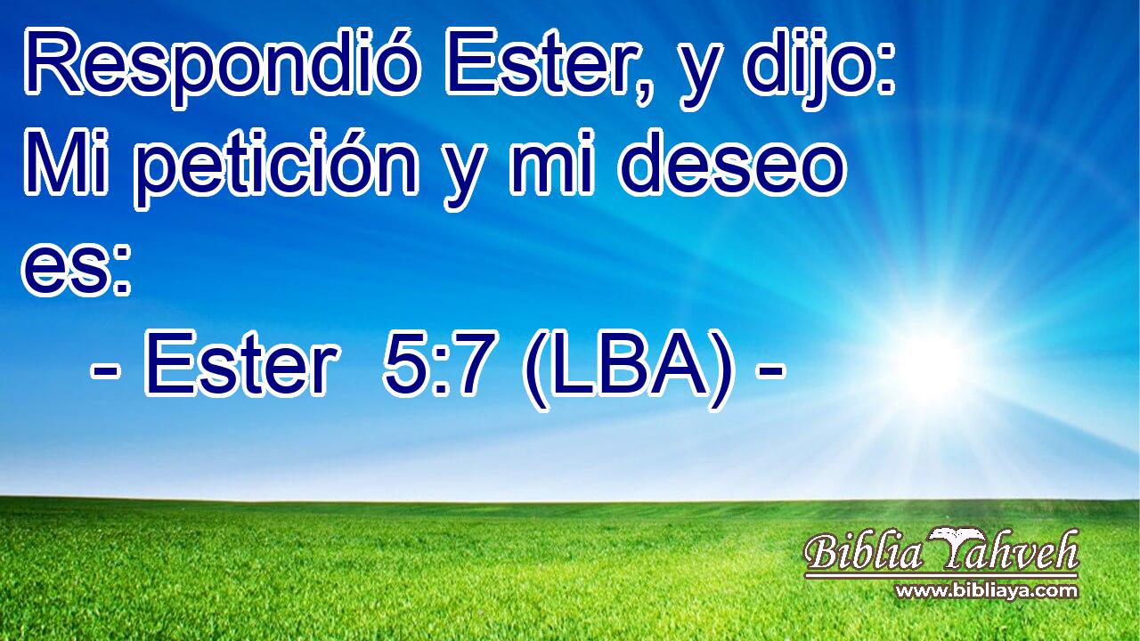 Respondió Ester, y dijo: Mi petición y mi deseo es: