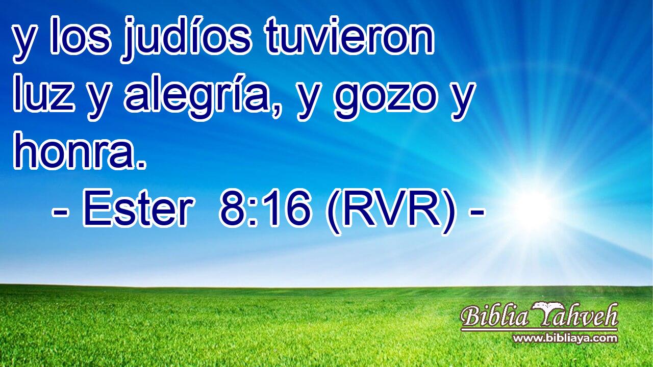 y los judíos tuvieron luz y alegría, y gozo y honra.