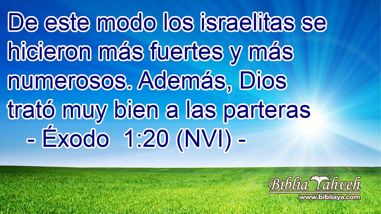  De este modo los israelitas se hicieron más fuertes y más numerosos. Además, Dios trató muy bien a las parteras 