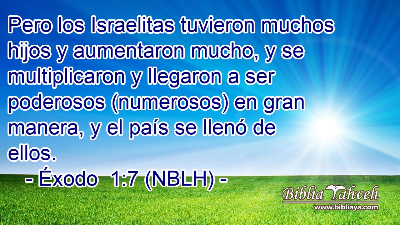  Pero los Israelitas tuvieron muchos hijos y aumentaron mucho, y se multiplicaron y llegaron a ser poderosos (numerosos) en gran manera, y el país se llenó de ellos. 