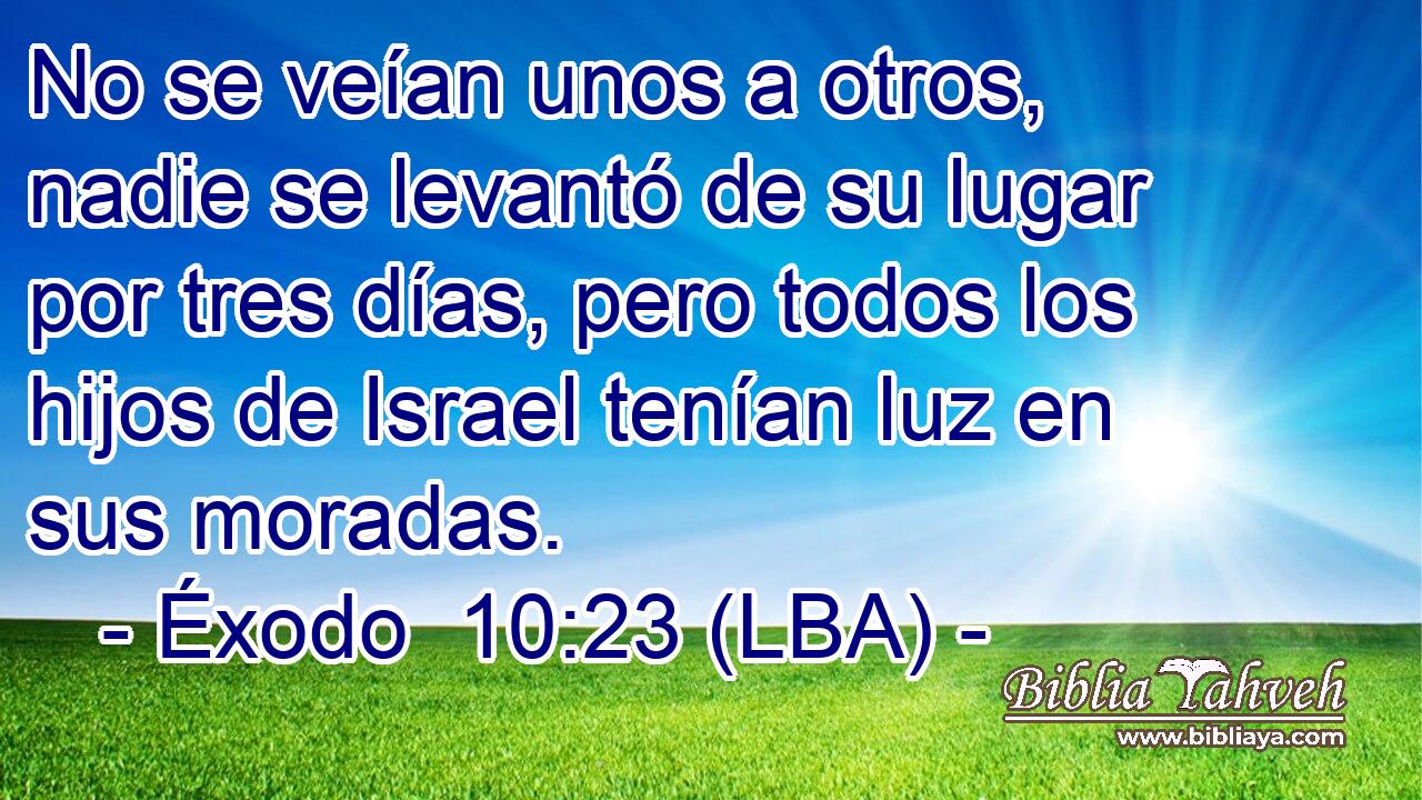 No se veían unos a otros, nadie se levantó de su lugar por tres días, pero todos los hijos de Israel tenían luz en sus moradas.