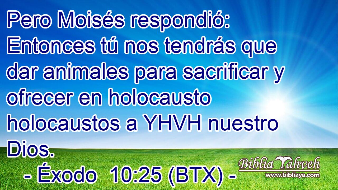 Pero Moisés respondió: Entonces tú nos tendrás que dar animales para sacrificar y ofrecer en holocausto holocaustos a YHVH nuestro Dios.
