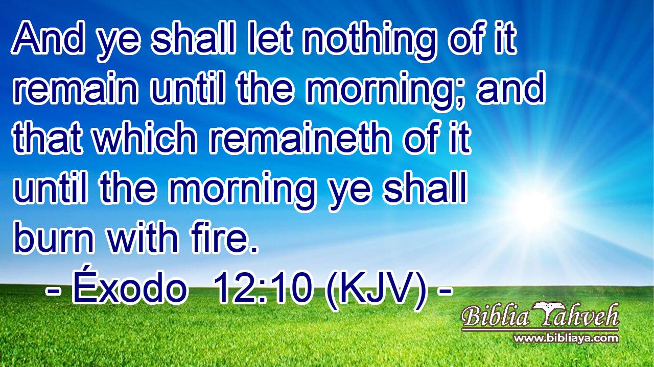 And ye shall let nothing of it remain until the morning; and that which remaineth of it until the morning ye shall burn with fire.