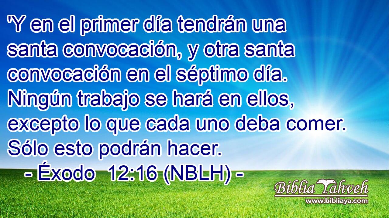  'Y en el primer día tendrán una santa convocación, y otra santa convocación en el séptimo día. Ningún trabajo se hará en ellos, excepto lo que cada uno deba comer. Sólo esto podrán hacer. 
