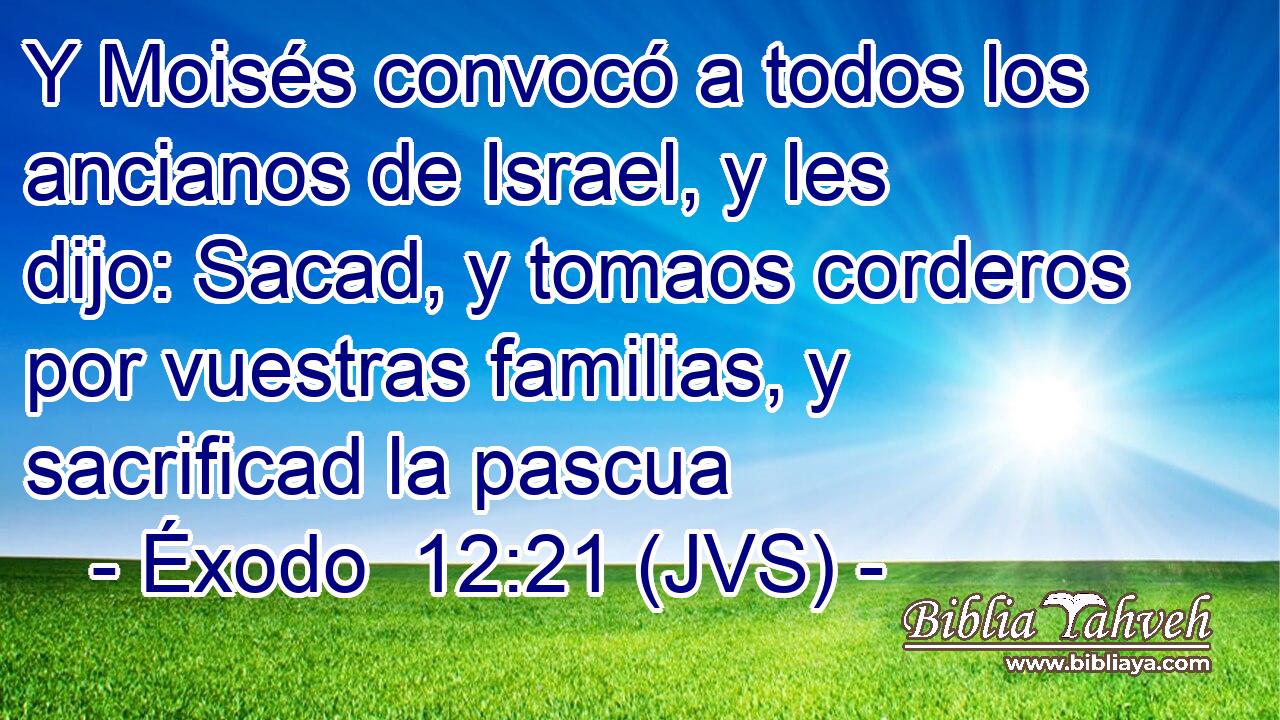 Y Moisés convocó a todos los ancianos de Israel, y les dijo: Sacad, y tomaos corderos por vuestras familias, y sacrificad la pascua