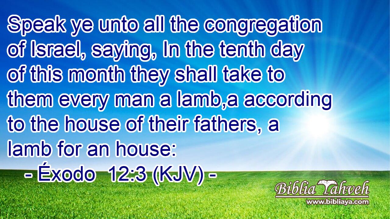 Speak ye unto all the congregation of Israel, saying, In the tenth day of this month they shall take to them every man a lamb,a according to the house of their fathers, a lamb for an house: