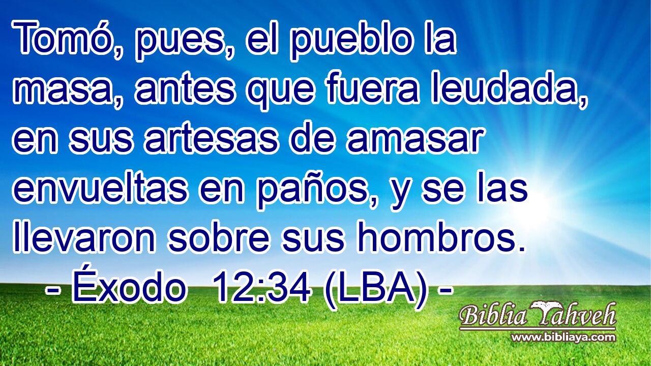 Tomó, pues, el pueblo la masa, antes que fuera leudada, en sus artesas de amasar envueltas en paños, y se las llevaron sobre sus hombros.