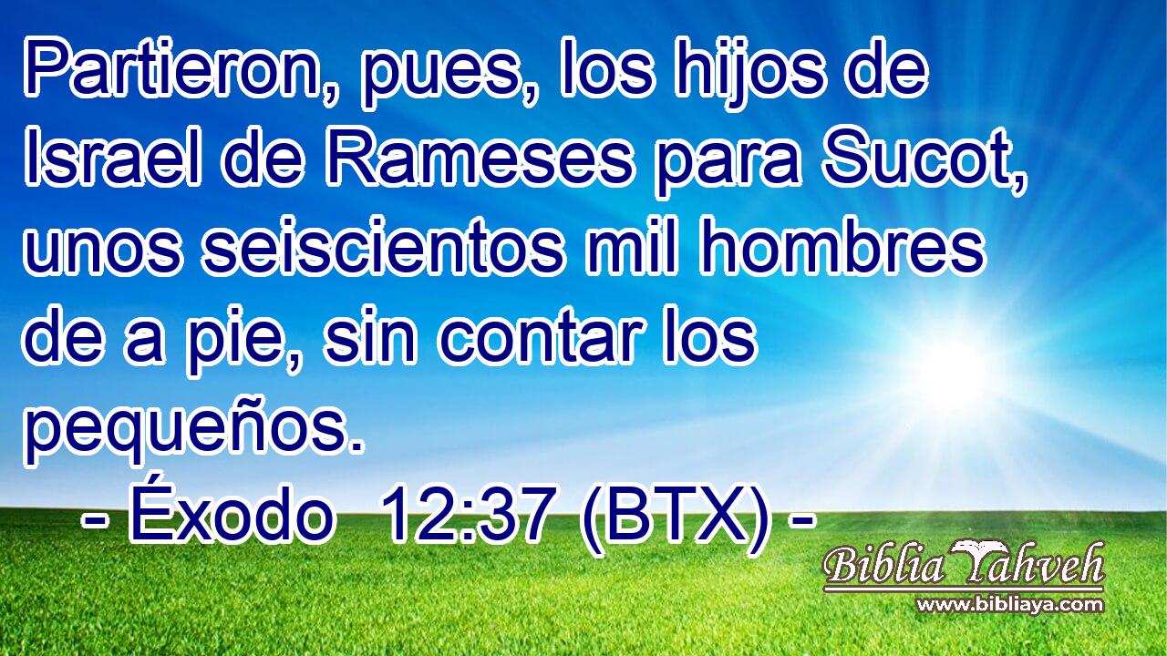 Partieron, pues, los hijos de Israel de Rameses para Sucot, unos seiscientos mil hombres de a pie, sin contar los pequeños.