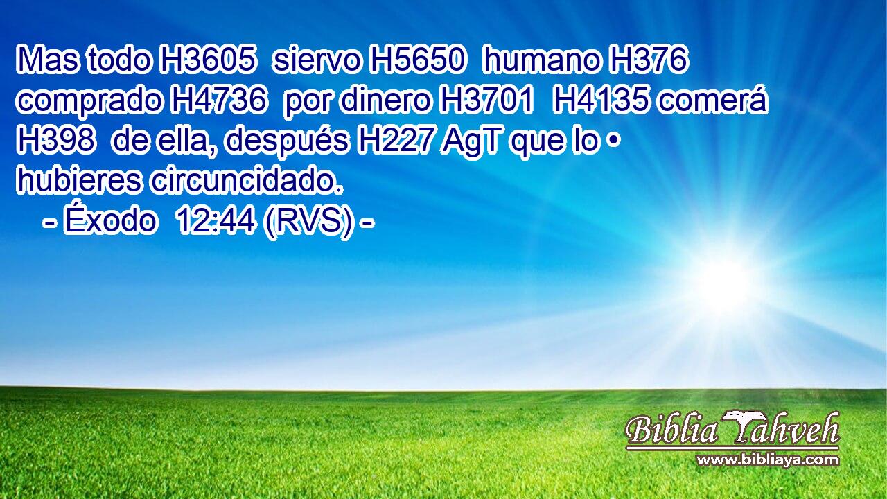 Mas todo H3605  siervo H5650  humano H376  comprado H4736  por dinero H3701  H4135 comerá H398  de ella, después H227 AgT que lo • hubieres circuncidado. 