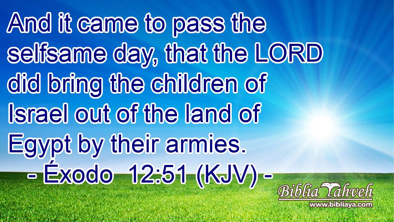 And it came to pass the selfsame day, that the LORD did bring the children of Israel out of the land of Egypt by their armies.